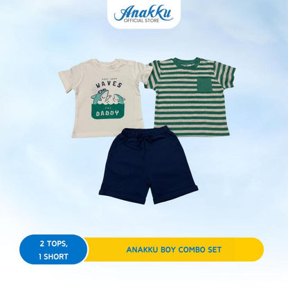 ANAKKU BOYS KNIT COMBO- 2 TOP & 1 BOTTOM (6-24MONTHS)