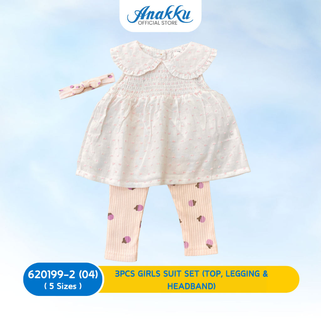 3PCS BABY GIRLS SUIT SET (TOP, LEGGING & HEADBAND) - 620199-2