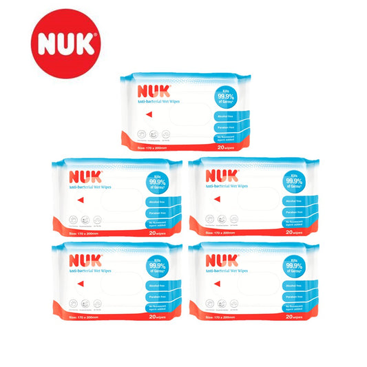NUK ANTI-BACTERIAL WET WIPES - 5 PACKS OF 20PCS