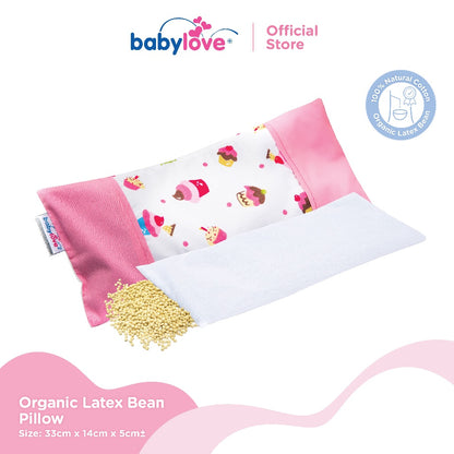 Bantal Organik Lateks Bentuk Kacang Untuk Bayi | Baby Organic Latex Bean Pillow (33cm x 14cm)