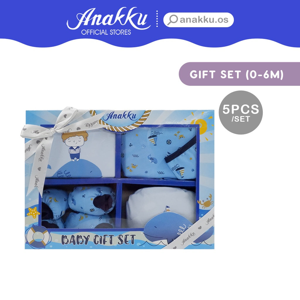 Anakku Newborn Baby Boy Gift Set [5pcs/set] Set Hadiah Bayi Lelaki [0-6 Months] EAK787-1