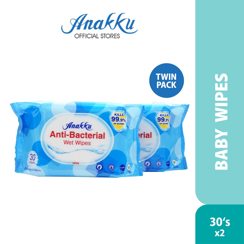 Anakku Baby Wipes Wet Tissue (Anti-Bacterial) / Tisu Basah Bayi (30's x 2 Packs) WT6-AB