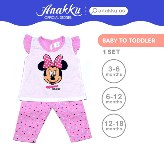 Anakku Disney Baby Girl Newborn Suit Set Baju Bayi Perempuan [Short-Slv+Pants] [3-18 Months] EDS540-2