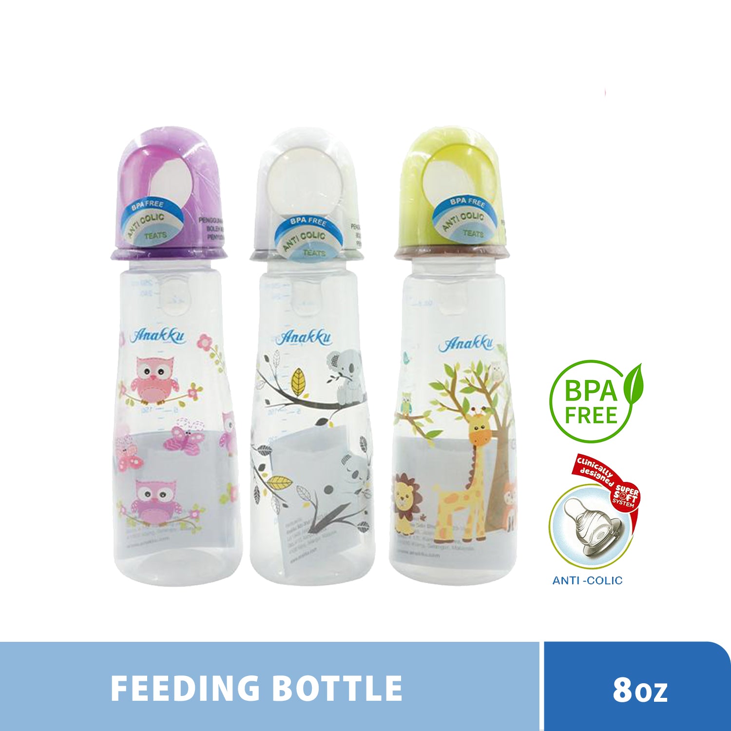 Anakku 8oz PP Feeding Bottle Botol Susu (250ml) (Random Pick Colour) 1 ...