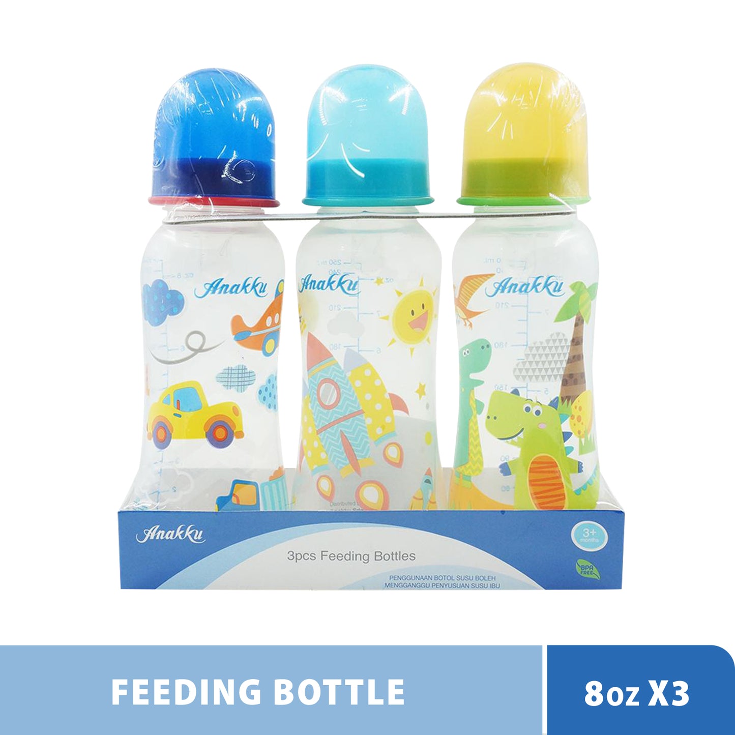 Anakku PP Feeding Bottle Botol Susu - 8oz x 3 (250ml) (Boy) 173-043