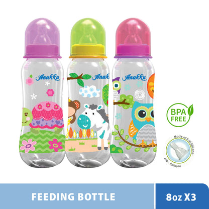 Anakku PP Feeding Bottle Botol Susu - 8oz x 3 (250ml) (Girl) 173-044