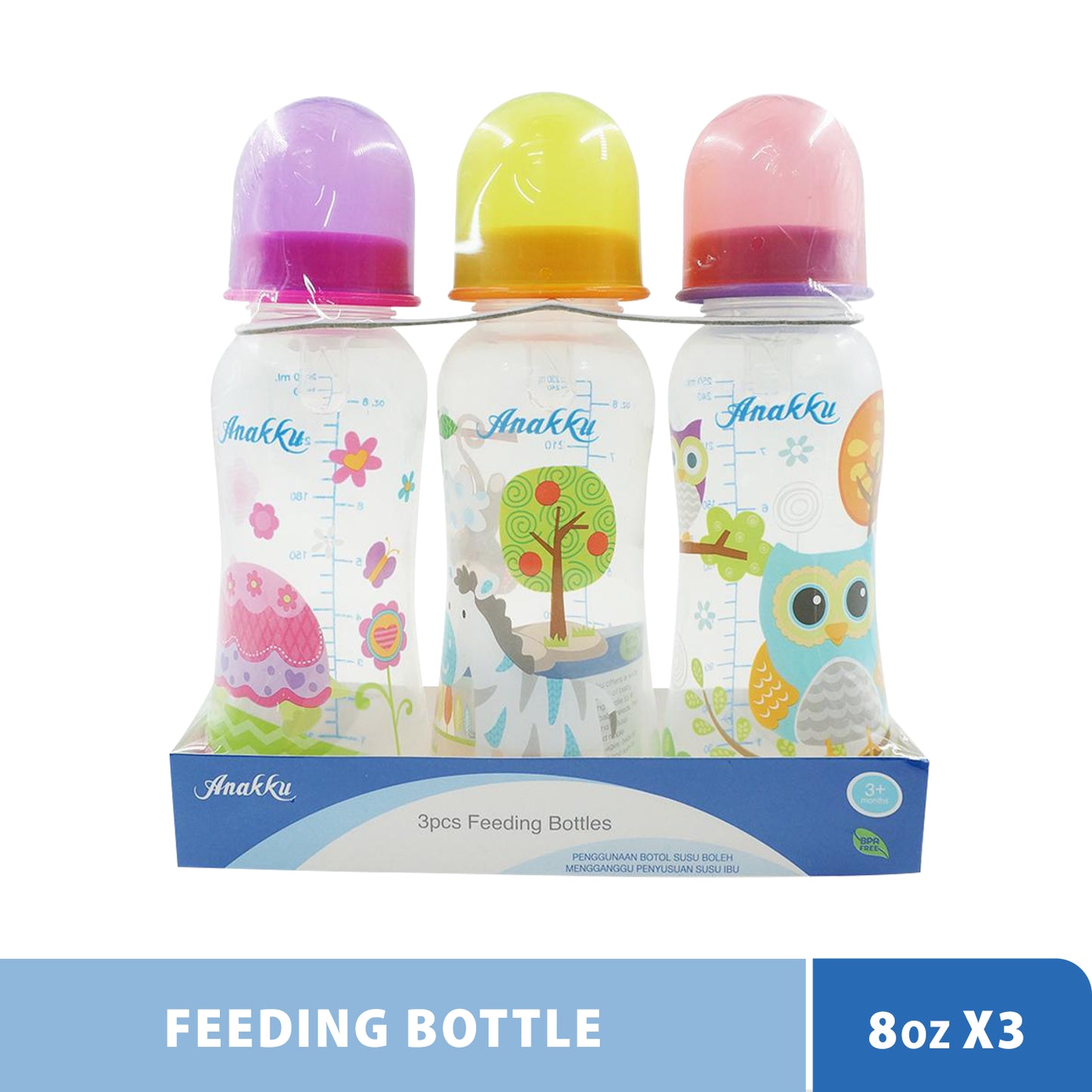 Anakku PP Feeding Bottle Botol Susu - 8oz x 3 (250ml) (Girl) 173-044