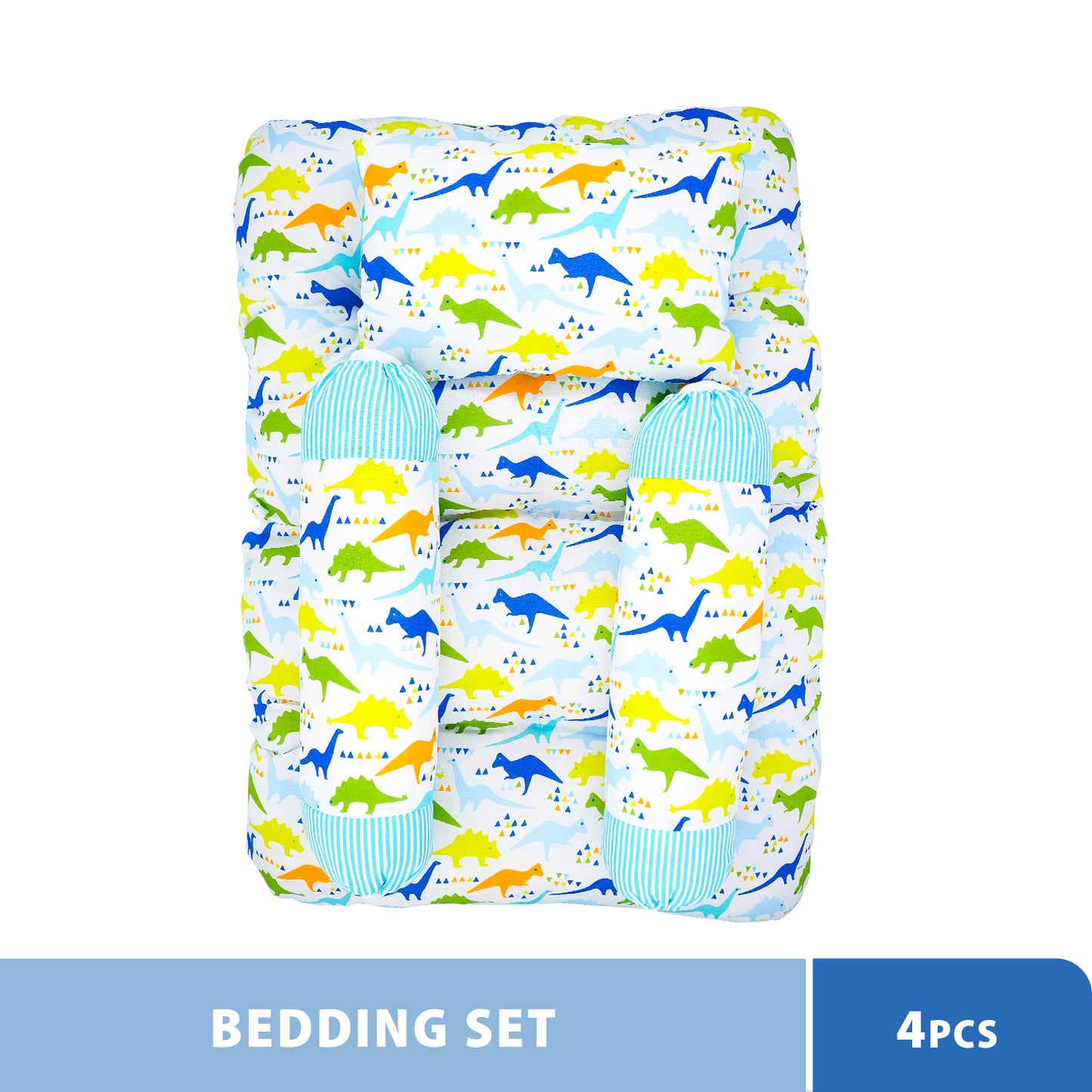 Anakku Baby Bedding Set 4 in 1 D/F Dimple Mattress+ Pillow + Bolster Set (Dino)
