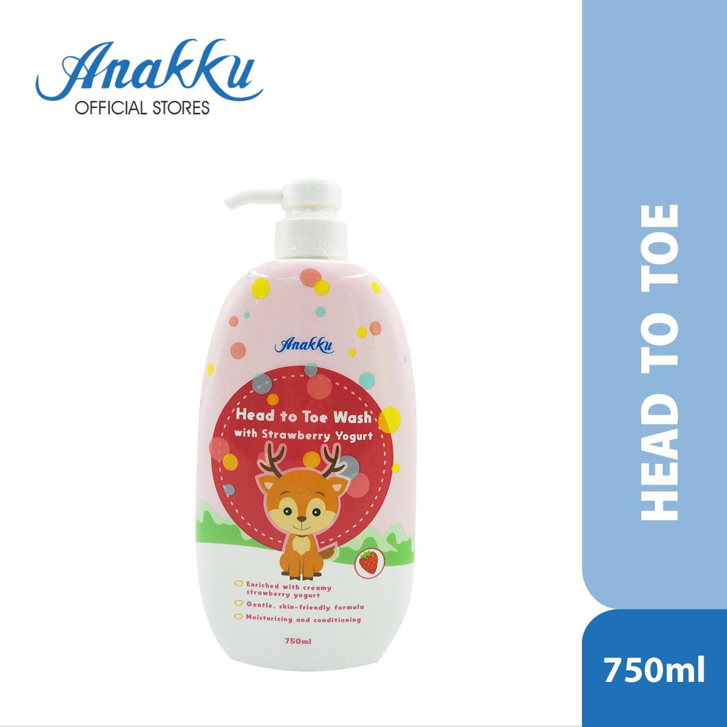 Anakku HEAD TO TOE Baby Wash (Strawberry Yogurt)| Mandian HEAD TO TOE Bayi (750ml) HTTY7501