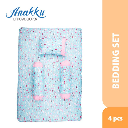 Anakku Baby 4pcs Bedding Set Foldable Playard Mattress + Pillow + Bolsters Set (Unicorn) | Set Katil Bayi 174-758