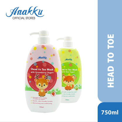 Anakku HEAD TO TOE Baby Wash (Strawberry Yogurt)| Mandian HEAD TO TOE Bayi (750ml) HTTY7501