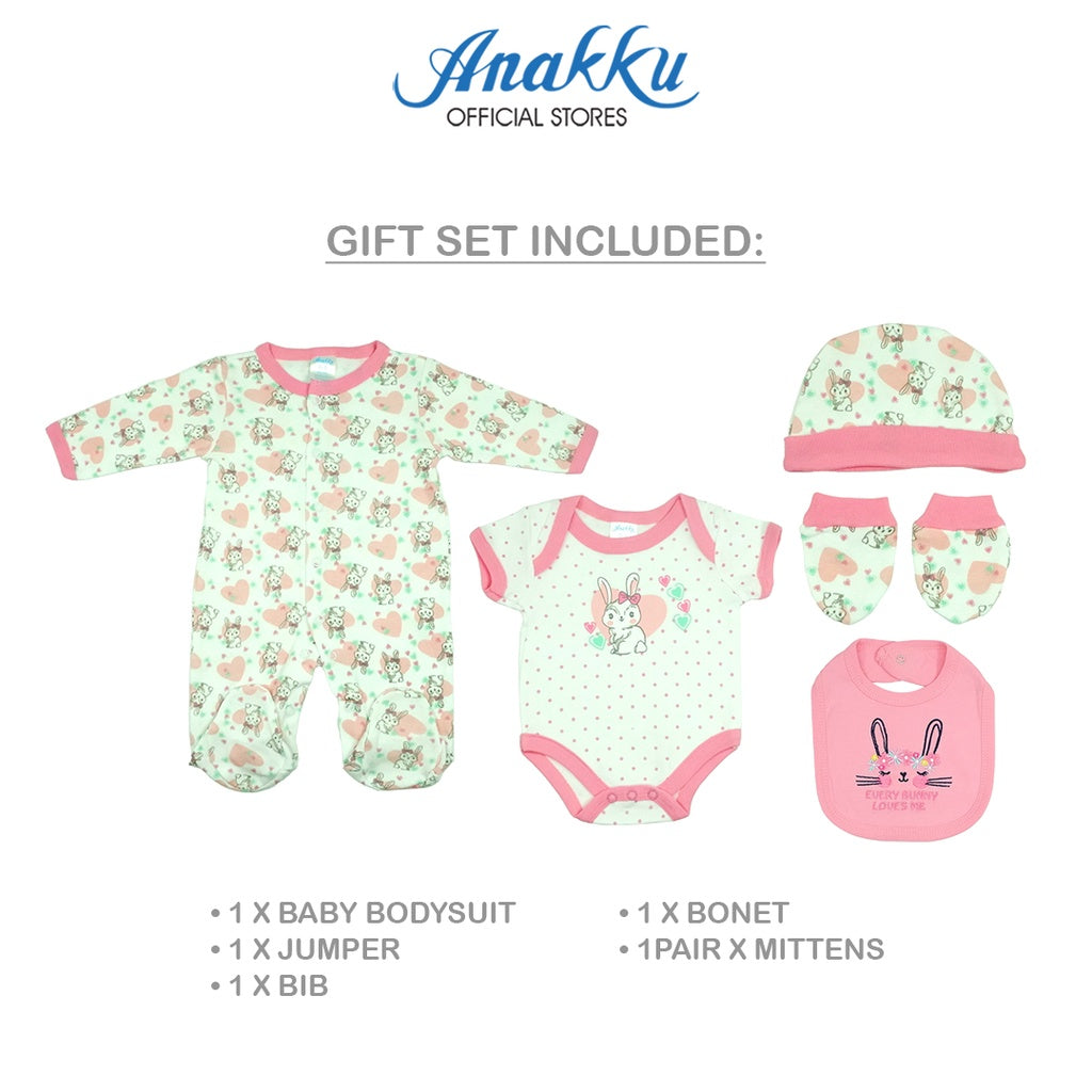 Anakku Newborn Baby Girl Gift Set 0-9M [5pcs/set] Set Hadiah Bayi Perempuan 220083-11
