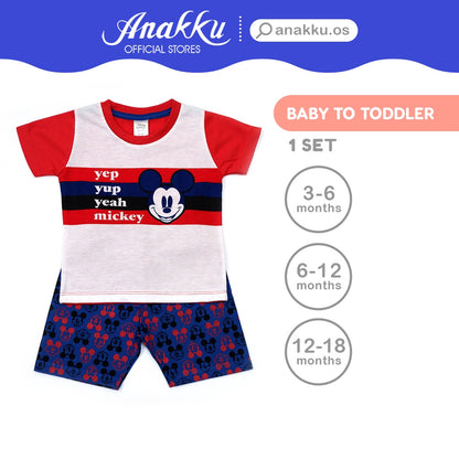 Anakku Disney Baby Boy Newborn Suit Set Baju Bayi Lelaki [Short-Slv+Pants] [3-18 Months] EDS537-2