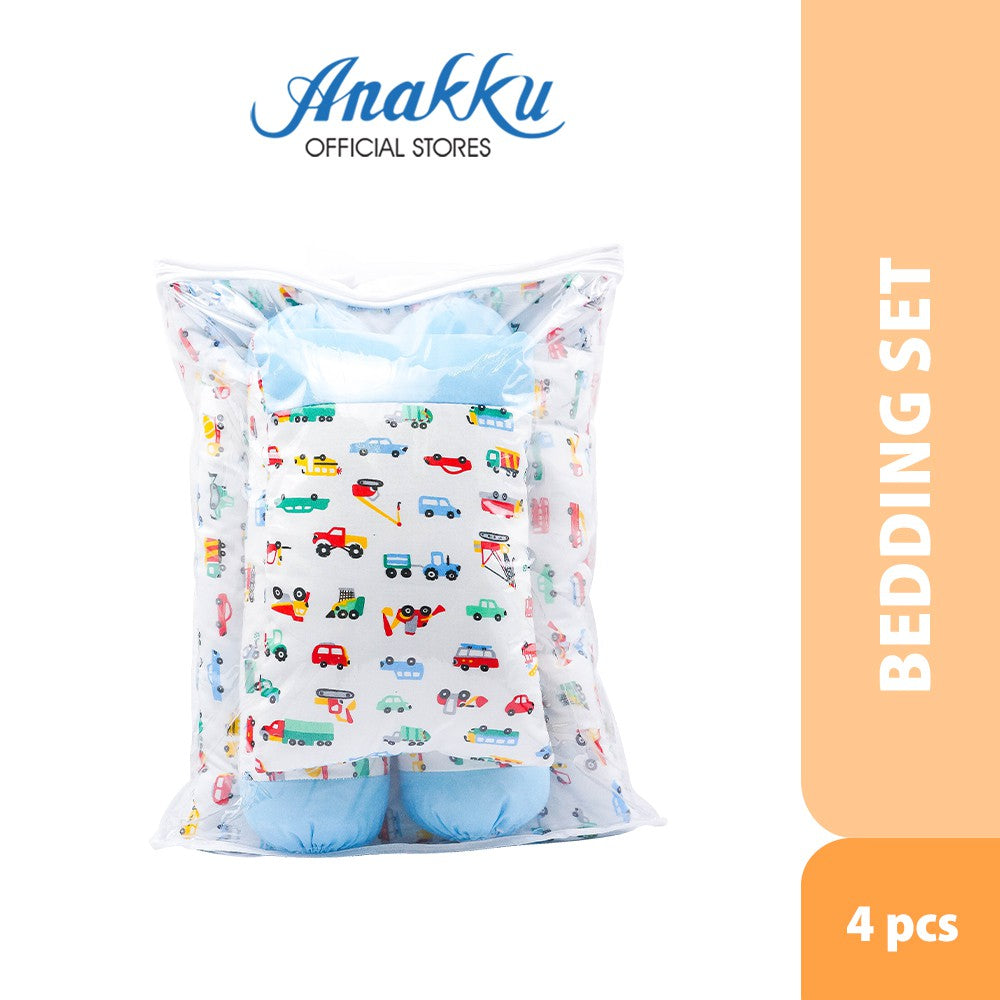 Anakku Baby 4pcs Bedding Set Foldable Comforter + Pillow + Bolster Set (Car) | Set Katil Bayi 174-748
