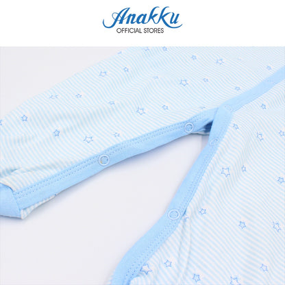 Anakku Newborn Baby Boy Jumpsuit Snap-on Button Long Sleeves Baju Bayi Lelaki [0-12 Months] EAK416-2