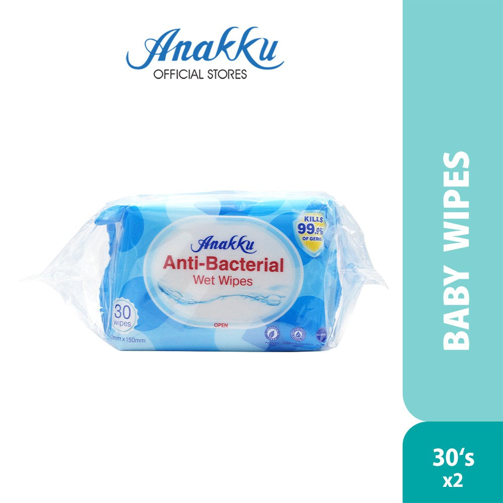 Anakku Baby Wipes Wet Tissue (Anti-Bacterial) / Tisu Basah Bayi (30's x 2 Packs) WT6-AB