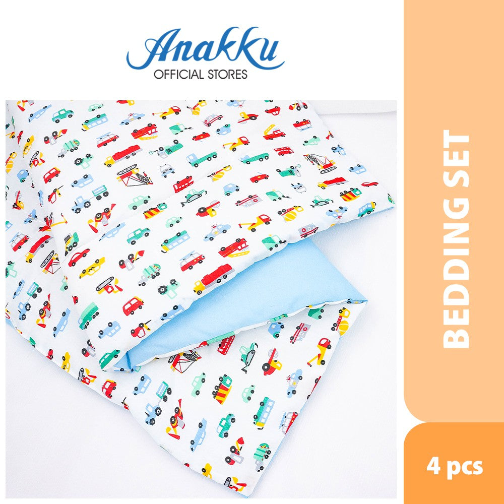 Anakku Baby 4pcs Bedding Set Foldable Comforter + Pillow + Bolster Set (Car) | Set Katil Bayi 174-748