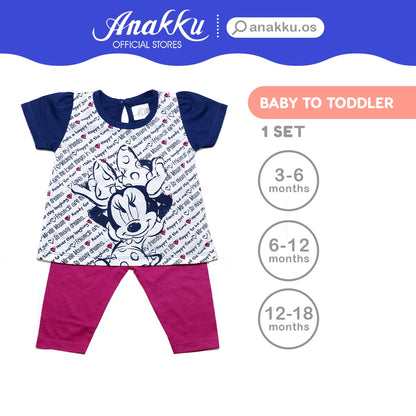 Anakku Disney Baby Girl Newborn Suit Set Baju Bayi Perempuan [Short-Slv+Pants] [3-18 Months] EDS543-2