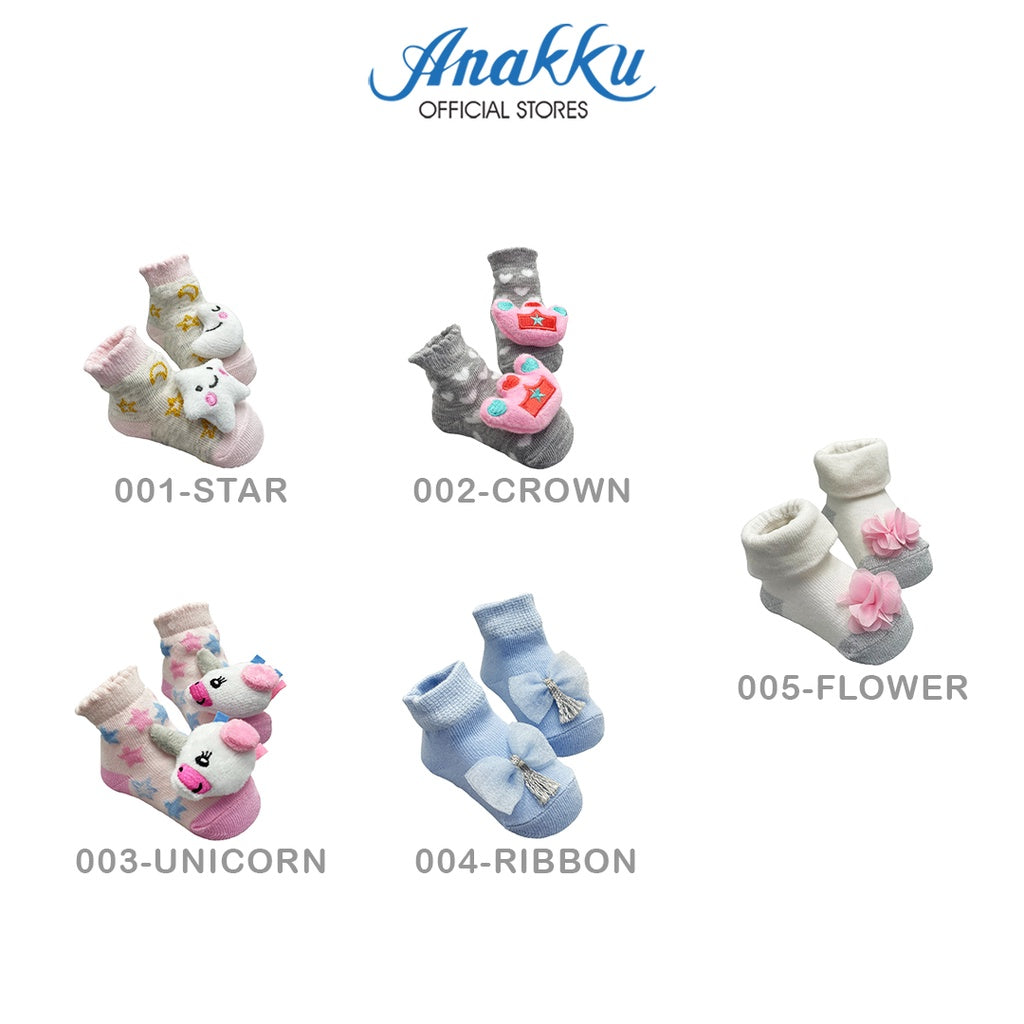 Anakku Little Love Newborn Baby Girl 3D Socks Footwear | Sarung Kaki Bayi ELL581-1