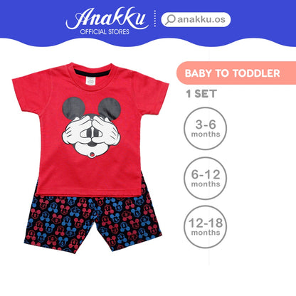 Anakku Disney Baby Boy Newborn Suit Set Baju Bayi Lelaki [Short-Slv+Pants] [3-18 Months] EDS536-2