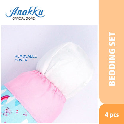Anakku Baby 4pcs Bedding Set Foldable Playard Mattress + Pillow + Bolsters Set (Unicorn) | Set Katil Bayi 174-758