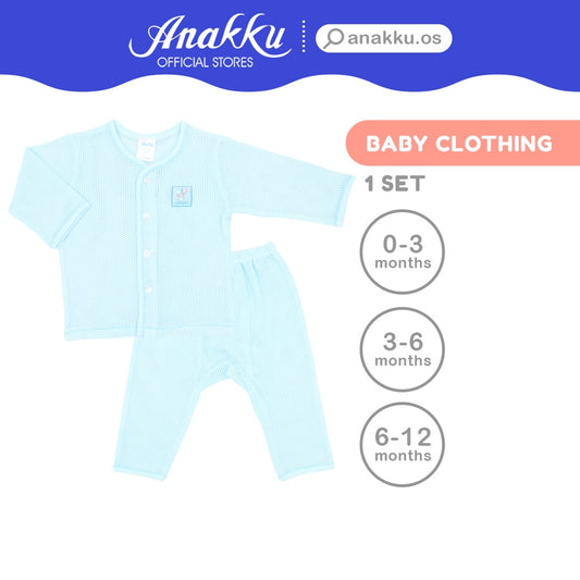 Anakku Baby Boy Newborn Newborn Eyelet Suit Set | Set Baju Bayi Lelaki [0-12 Months] EAK601-2
