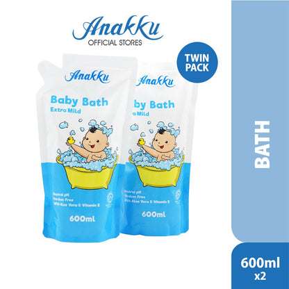 Anakku Baby Bath Refill Pack [Twin Pack] | Sabun Mandian Bayi Pek Isi Semula [Pek Berkembar] (600ml x 2 Packs) 175-051