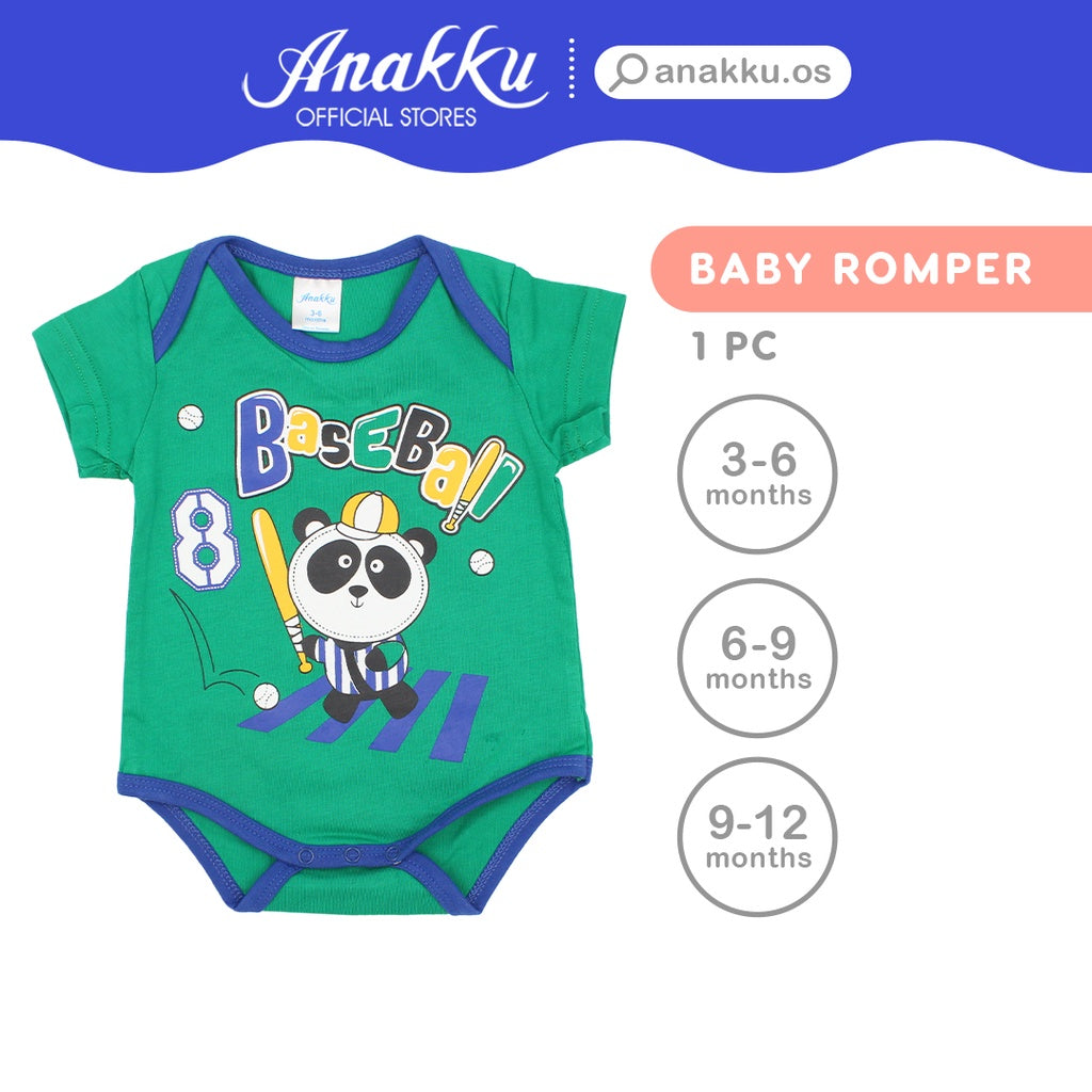 Anakku Newborn Baby Boy Romper Snap-on Button One Piece | Baju Bayi Lelaki [3-12 Months] NRB-15-B