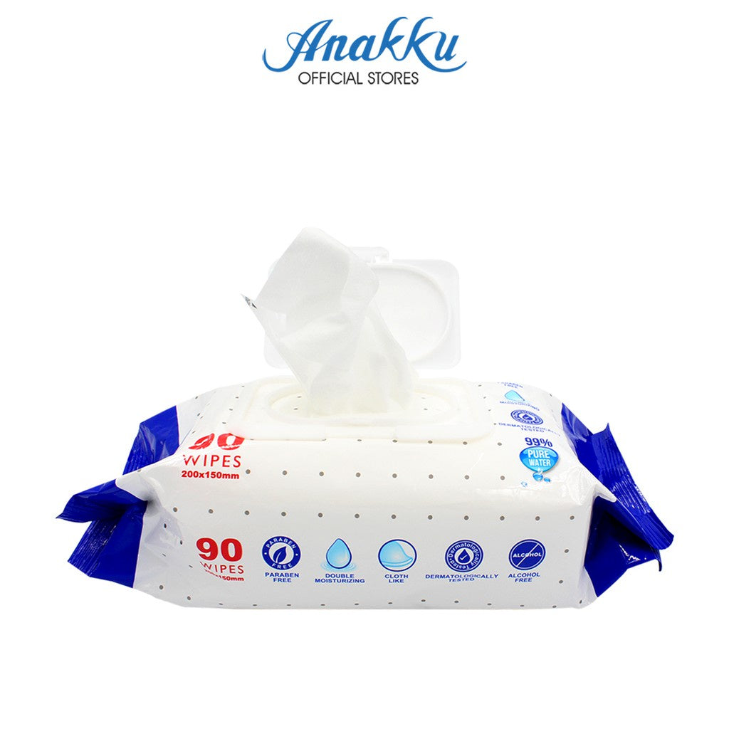 [Online Exclusive - BUNDLE DEAL] Anakku Baby Wipes Wet Tissue (Hypoallergenic) | Tisu Basah Bayi (90's x 10) WT90/2-5