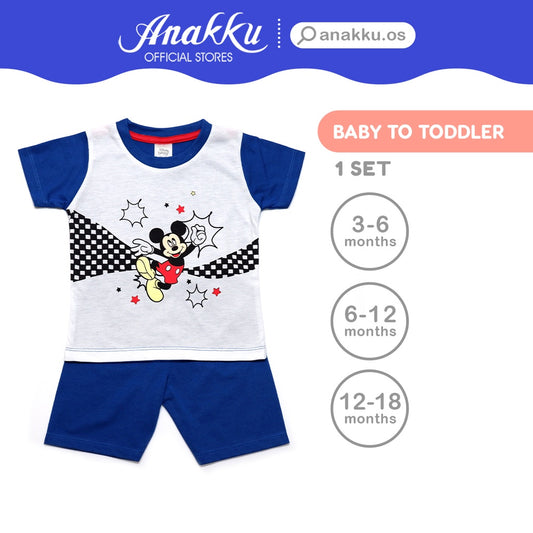 Anakku Disney Baby Boy Newborn Suit Set Baju Bayi Lelaki [Short-Slv+Pants] [3-18 Months] EDS535-2