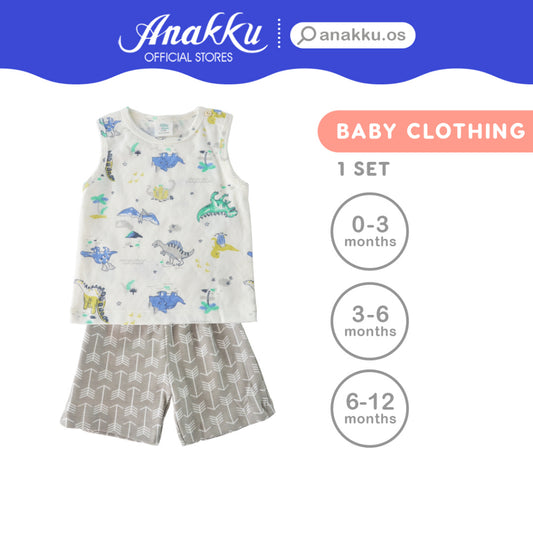 Anakku [0-12M] Newborn Baby Boy Pyjamas Set Clothing Set | Baju Bayi Lelaki ELL620-2