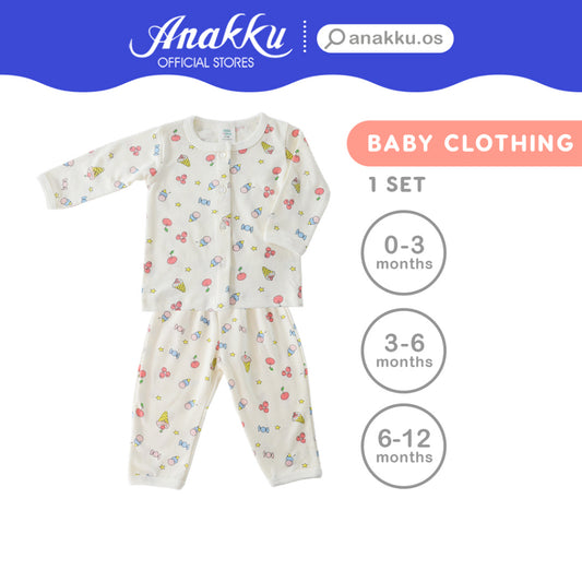 Anakku [0-12M] Newborn Baby Girl Pyjamas Set Clothing Set | Baju Bayi Perempuan ELL621-2