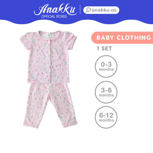Anakku [0-12M] Newborn Baby Girl Pyjamas Set Clothing Set | Baju Bayi Perempuan ELL622-2