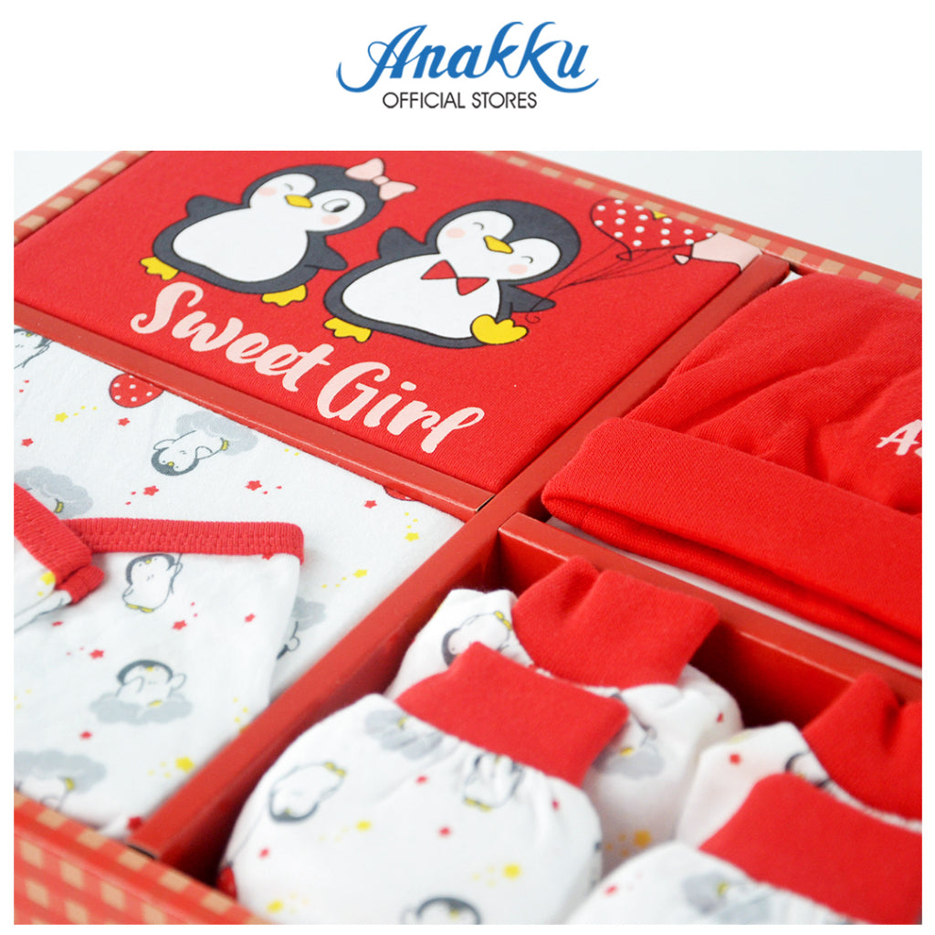 Anakku [0-6M] Newborn Baby Girl Penguin Gift Set | Set Hadiah Bayi Perempuan [5pcs/set] EAK755-1