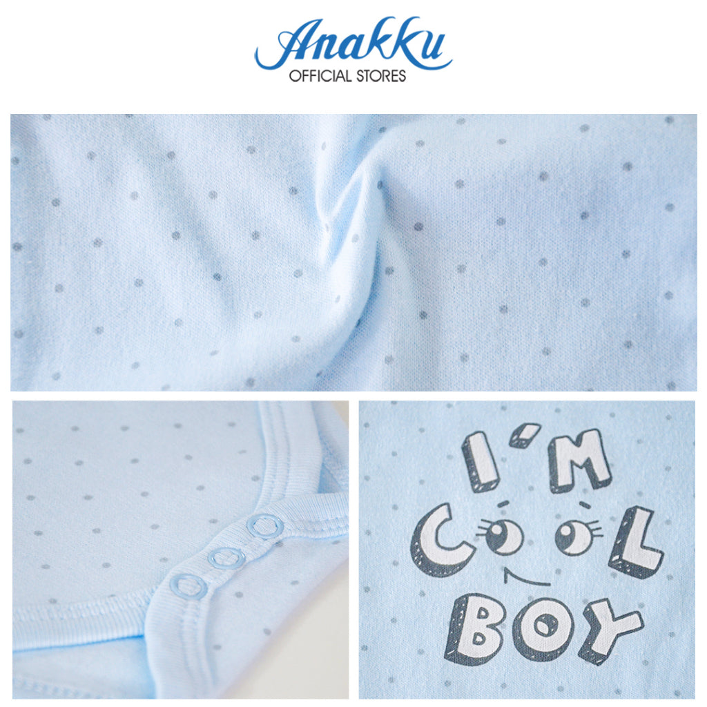 Anakku [0-12M] Newborn Baby Boy Bodysuit Set Baju Bayi Lelaki EAK721-2