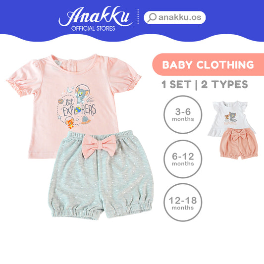 Anakku [3-18M] Tom & Jerry Baby Girl Newborn Suit Set Clothes Baju Bayi Perempuan 6 12 18 Bulan ETJ626-2