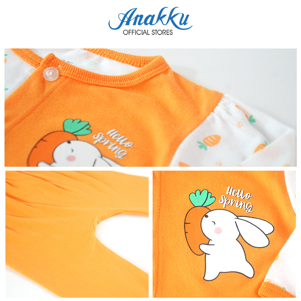 Anakku Baby Girl Newborn Suit Set Clothes Pyjamas Baby Sleepwear Set Baju Tidur Bayi Perempuan EAK874-2
