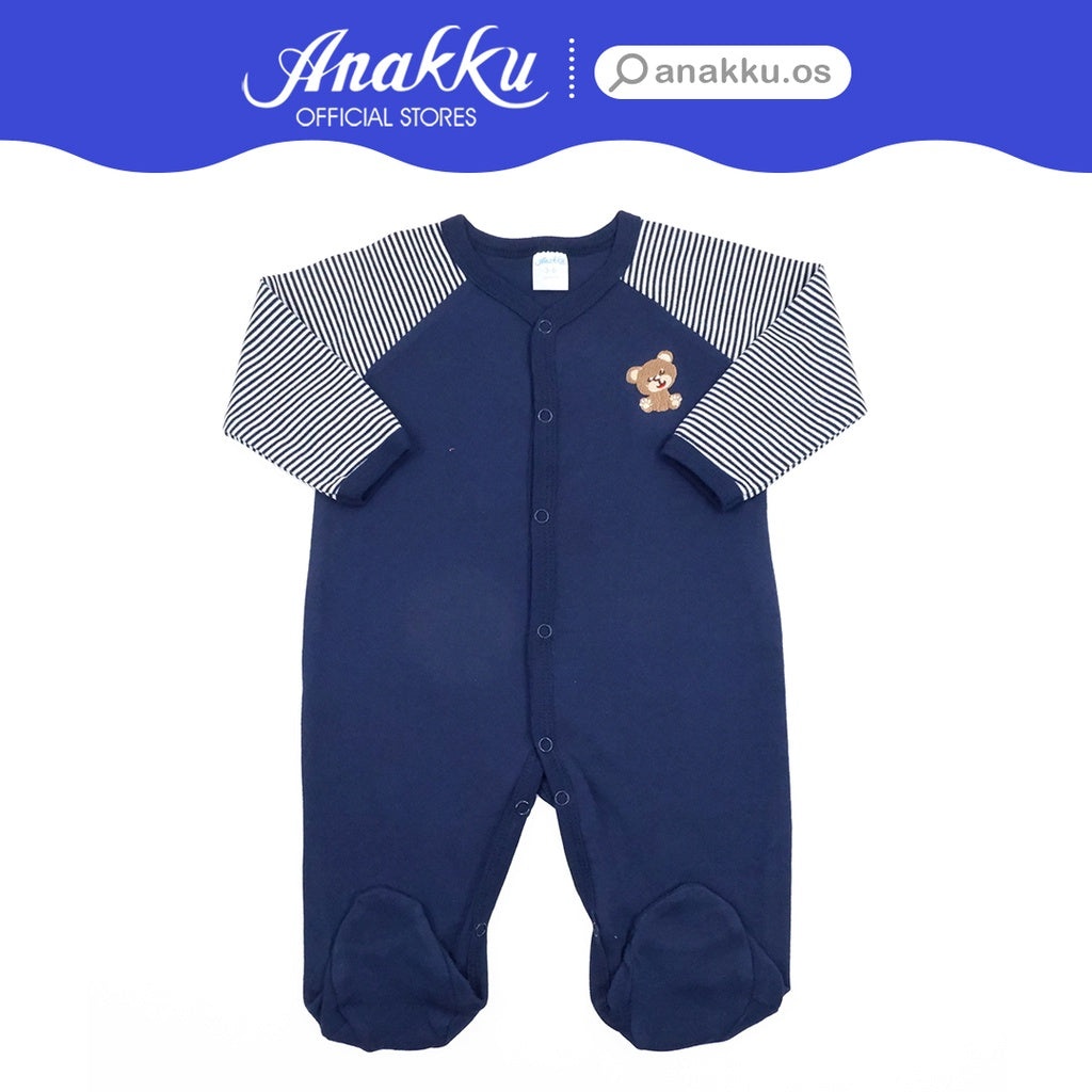 Anakku Newborn Baby Boy Jumpsuit Snap-on Button Long Sleeves Jumper [0-12M] Baju Bayi Perempuan EAK662-2