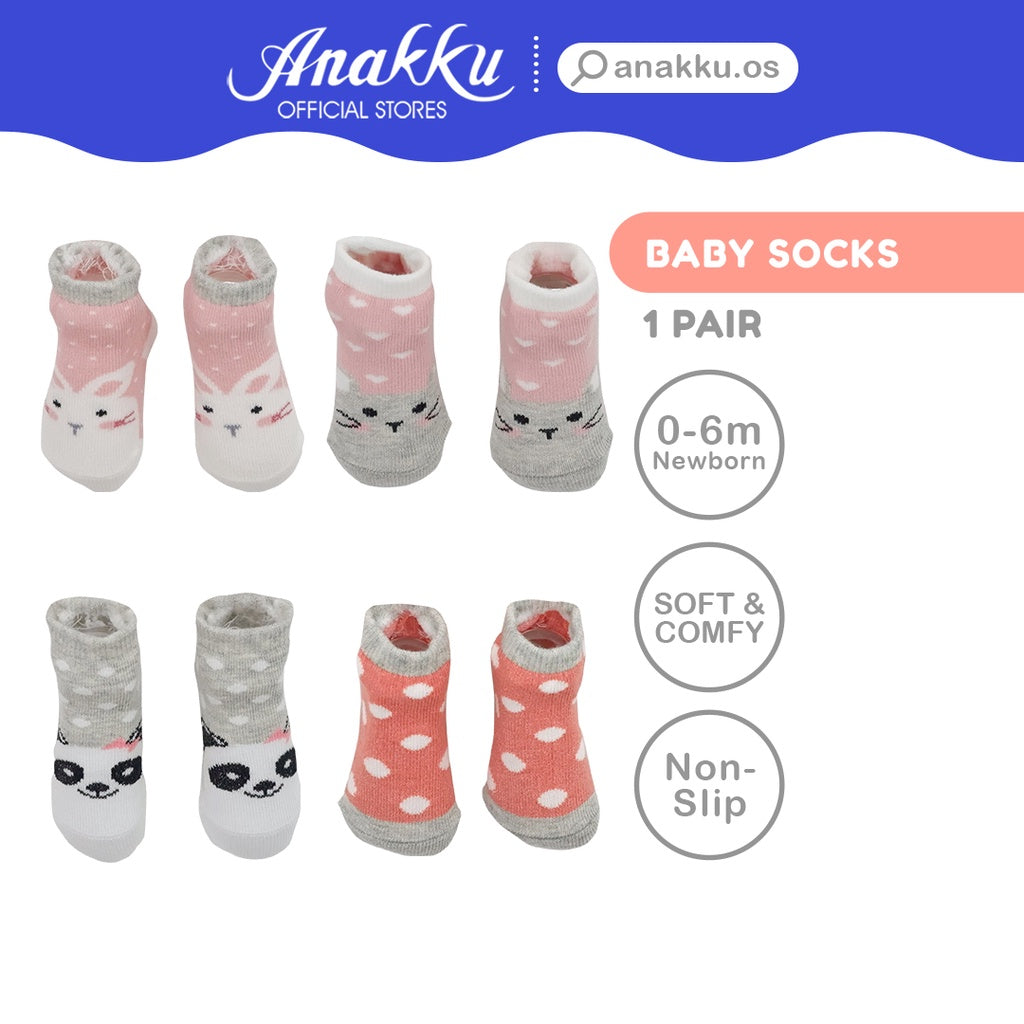 Anakku Newborn Baby Girls Fashion Basic Socks Prints Footwear | Sarung Kaki Bayi EAK696-1