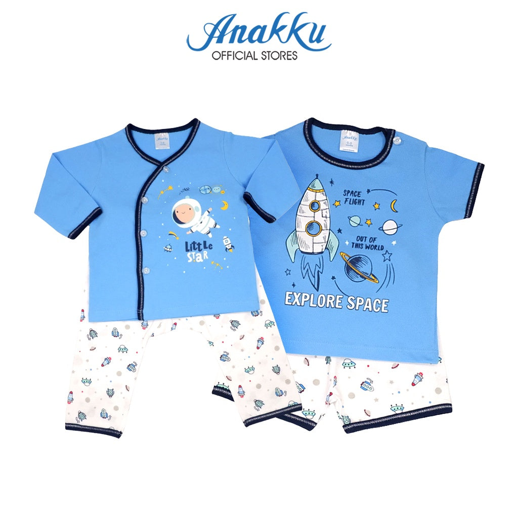 Anakku Newborn Baby Boy Clothing Single Jersey Suit Set | Baju Bayi Lelaki [0-12 Months] EAK519-2