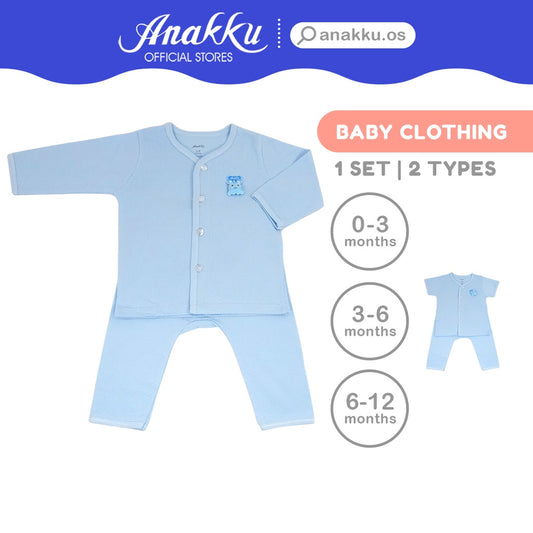 Anakku [0-12M] Newborn Baby Boy Jacquard Clothing Suit Set | Set Baju Bayi Lelaki EAK643-2