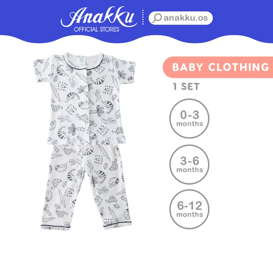 Anakku [0-12M] Newborn Baby Pyjamas Set Clothing Set | Baju Bayi ELL618-2