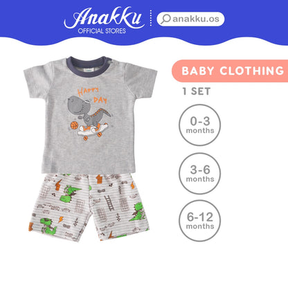 Anakku [0-12M] Newborn Baby Boy Pyjamas Set Clothing Set | Baju Bayi Lelaki ELL619-2